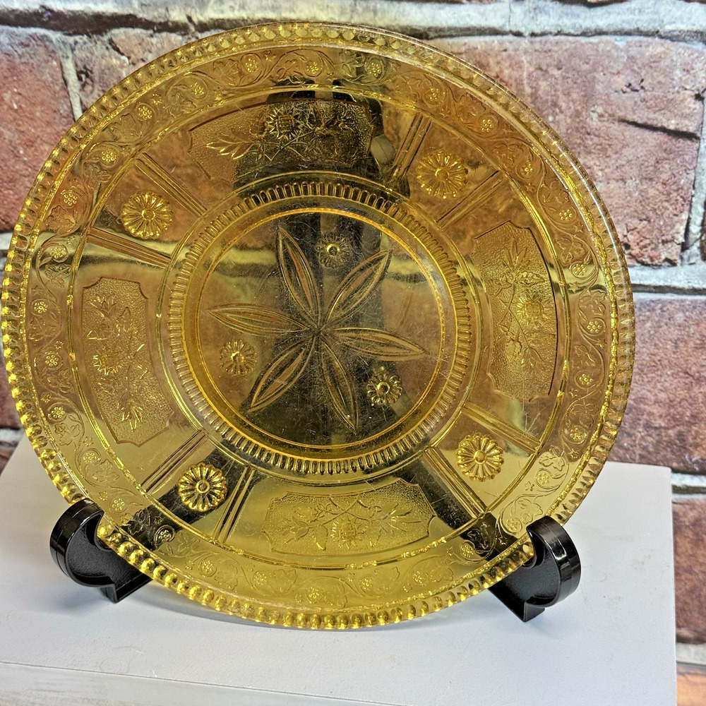 Antique Bryce Brothers‎ Amber Glass Lunch Plate 7" Early American 1880s